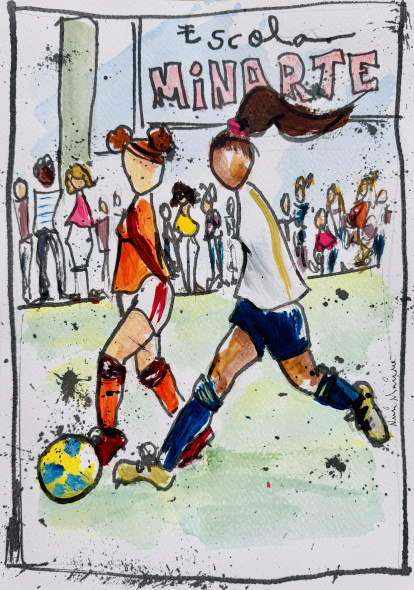 Ilustración de 'Gol en el cambio', por Nuri Mariné