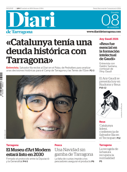 Portada del Diari del sábado 8 de noviembre de 2025